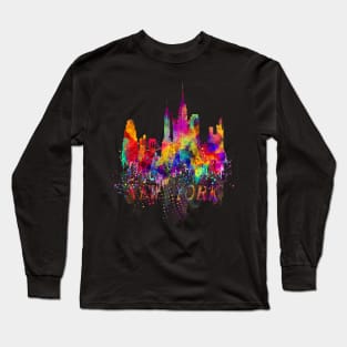 New york skyline colorful souvenir Long Sleeve T-Shirt